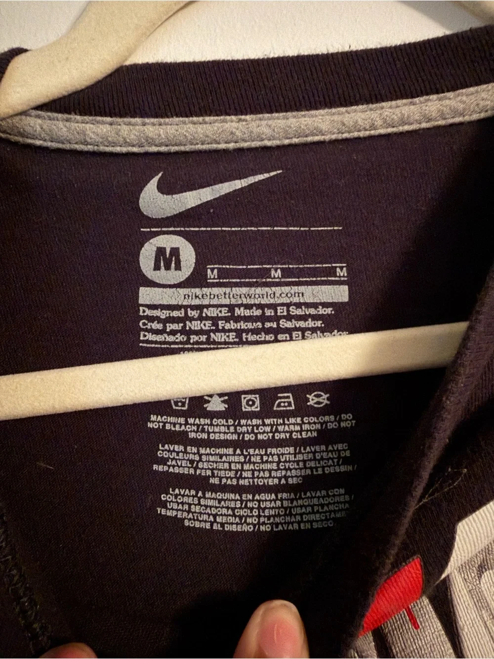 Nike Black Tee with Red and White Drip Logo